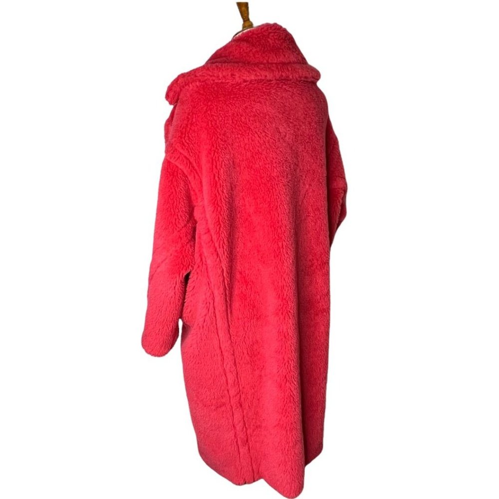 MAX MARA Teddy Bear Icon Coral Red Tedgirl Faux Fur Coat Size S - Picture 9 of 14